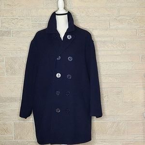 BOSA LE COLLEZIONI Boiled Wool Peacoat 10 Button Blue Vintage MADE IN RUSSIA